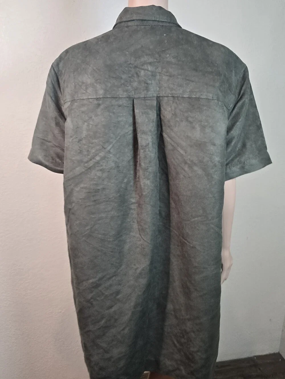 Banana Republic Suede Green Olive  Dress Size Xl Front Pockets Short Sleeve Butt